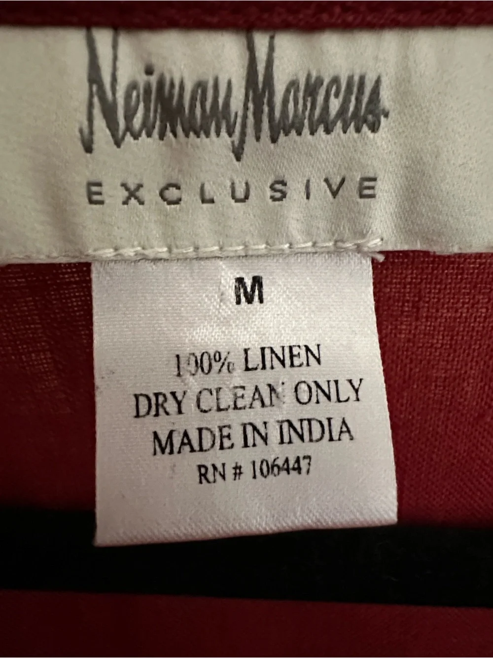 NEIMAN MARCUS 100% Linen Button Front Blouse Size Medium Red V-Neck Long Sleeve - Picture 9 of 11